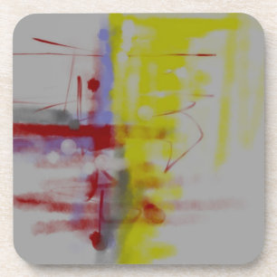 Posavasos Amarillo rojo gris abstracto expresionista