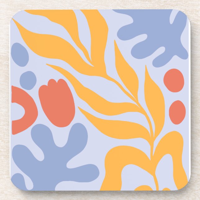 Posavasos amarillo y azul floral primaveral (Frente)