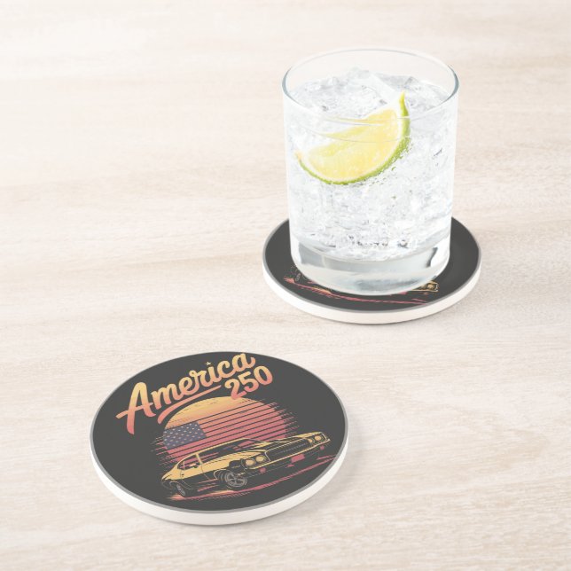 Posavasos América 250 US Atardecer Retro (Lado)