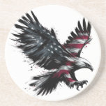 Posavasos american flag stamp with Eagle Shadow – Abstract<br><div class="desc">A powerful blend of symbolism and art. This abstract eagle silhouette carries fragments of the American flag within its wings,  evoking strength and resilience. Designed in a shadowy,  minimalistic style with no background,  it’s perfect for unique 4th of July t-shirts,  posters,  or statement gifts.</div>