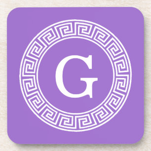 Posavasos Amethyst What Greek Key Rnd Frame First Monograma