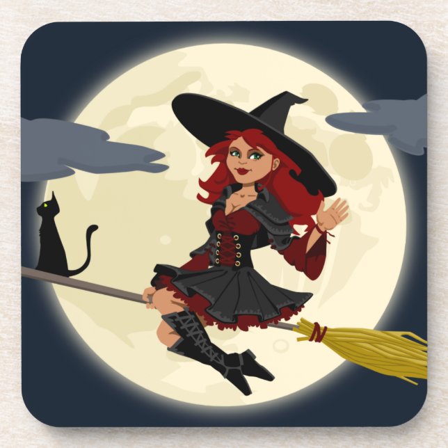 Posavasos Amigables niños con brujas de halloween (Frente)