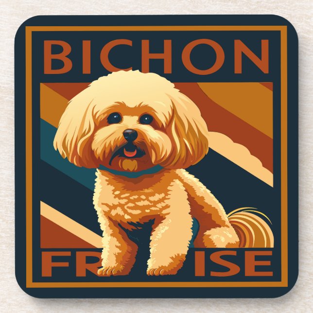 Posavasos Amigo de Bichon Cuppy Perro Estilo Retro Poster (Frente)
