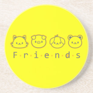 Posavasos Amigos animales lindos enfrentan estuche para iPho