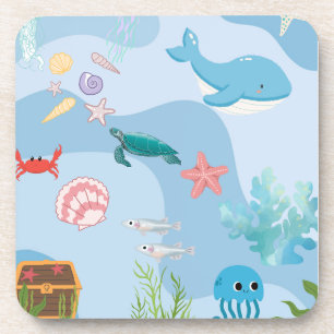 Posavasos Amigos de Cute Under the Sea bajo el tema del agua