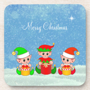 Posavasos Amigos Elfos de Navidad Divertidos y Lindos Modern