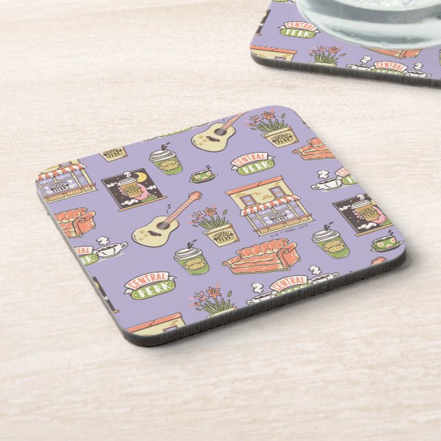 Posavasos AMIGOS™ | Patrón de iconos morados (Lado Izquierdo)