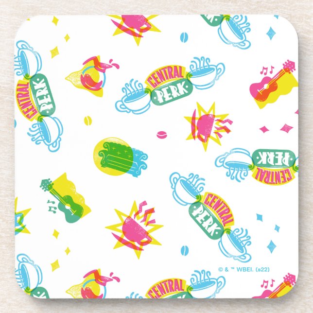 Posavasos AMIGOS™ | Patrón de Neón de Perk Central (Frente)