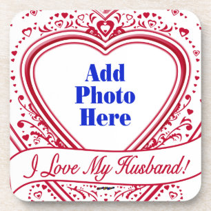 Posavasos ¡Amo A Mi Esposo! Corazones rojos de foto