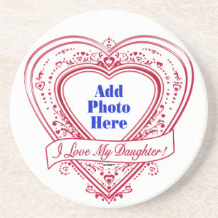 Posavasos ¡Amo A Mi Hija! Corazones rojos de foto