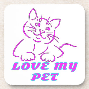 POSAVASOS AMO A MI MASCOTA DE CUTE ROSA CAT