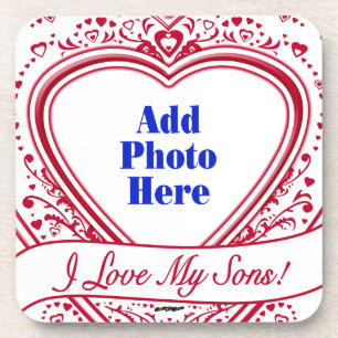 Posavasos ¡Amo A Mis Hijos! Corazones rojos de foto