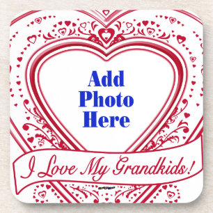 Posavasos ¡Amo A Mis Nietos! Corazones rojos de foto