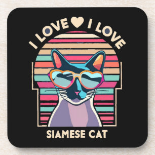 Posavasos Amo al gato siamés