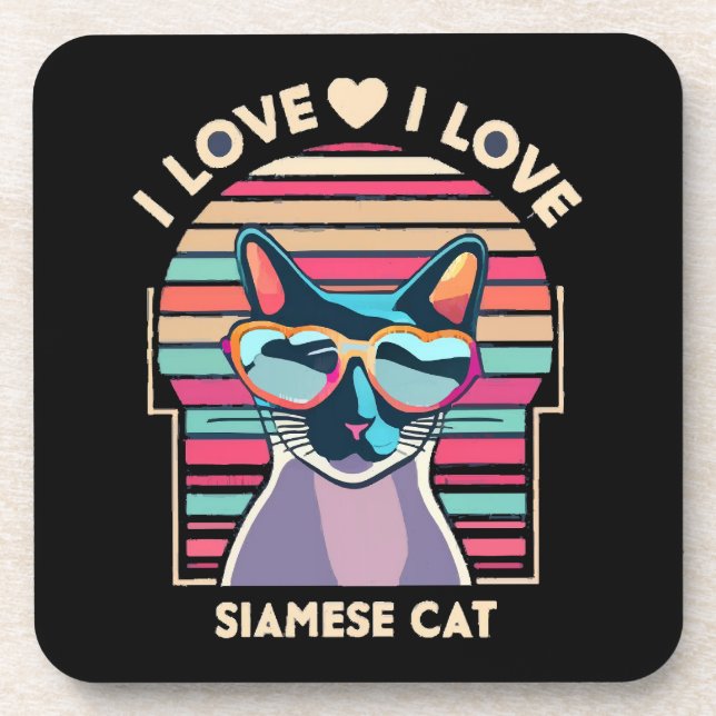 Posavasos Amo al gato siamés (Frente)