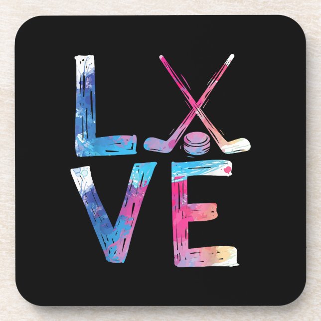 Posavasos Amo Chicas de hockey sobre hielo Regalos de hockey (Frente)