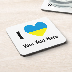 Posavasos Amo (Corazón Bandera de Ucrania) Texto Personaliza