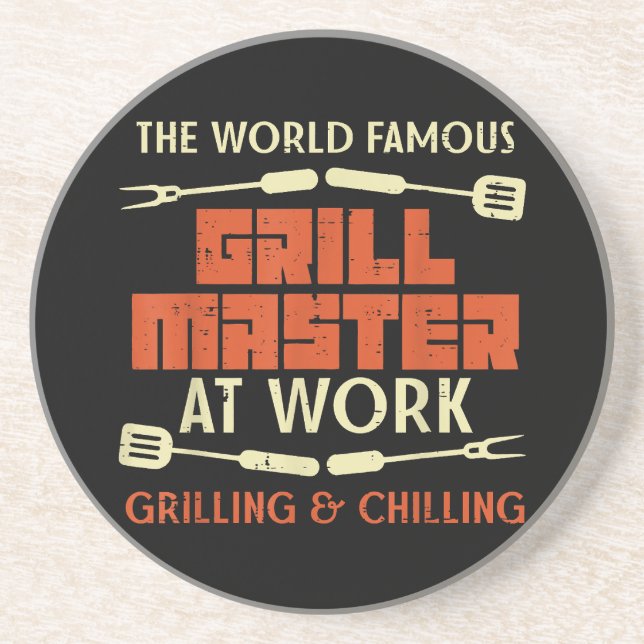 Posavasos Amo De Parrillada En El Trabajo Grilling Chilling  (Frente)