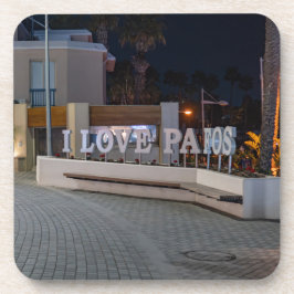 Posavasos Amo el cartel de Pafos por la noche