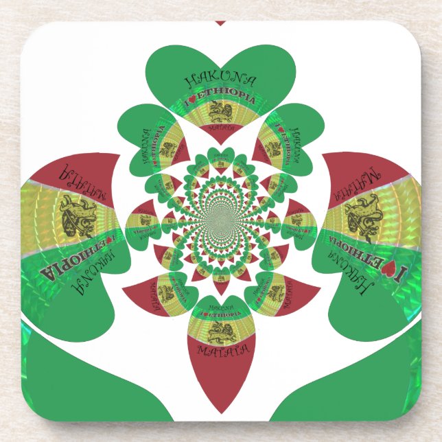 Posavasos Amo el Kaleidoscope de Etiopía - arte rasta de sen (Frente)