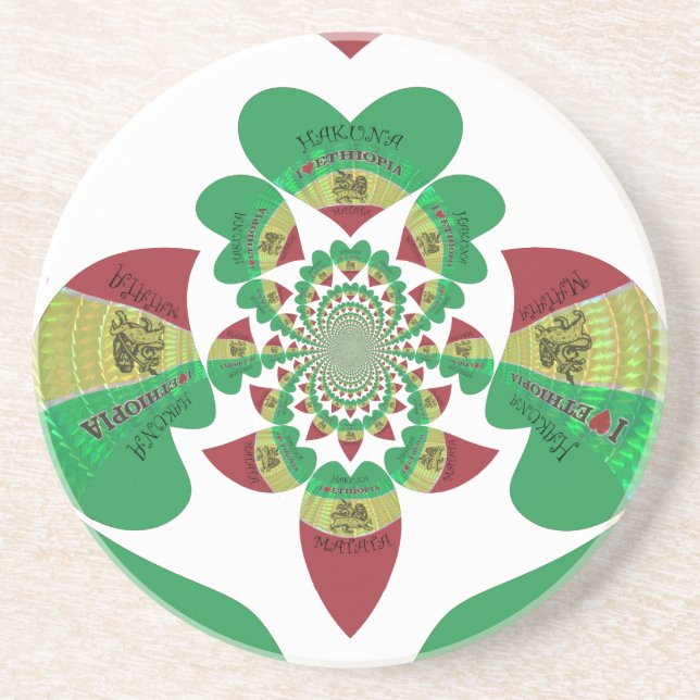 Posavasos Amo el Kaleidoscope de Etiopía - arte rasta de sen (Frente)
