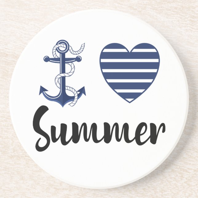 Posavasos Amo El Verano, El Ancla Y El Corazón (Frente)