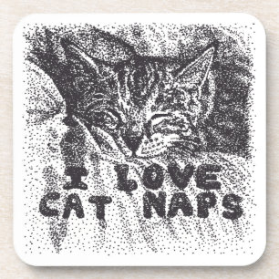Posavasos Amo las siestas de gato, gato durmiendo