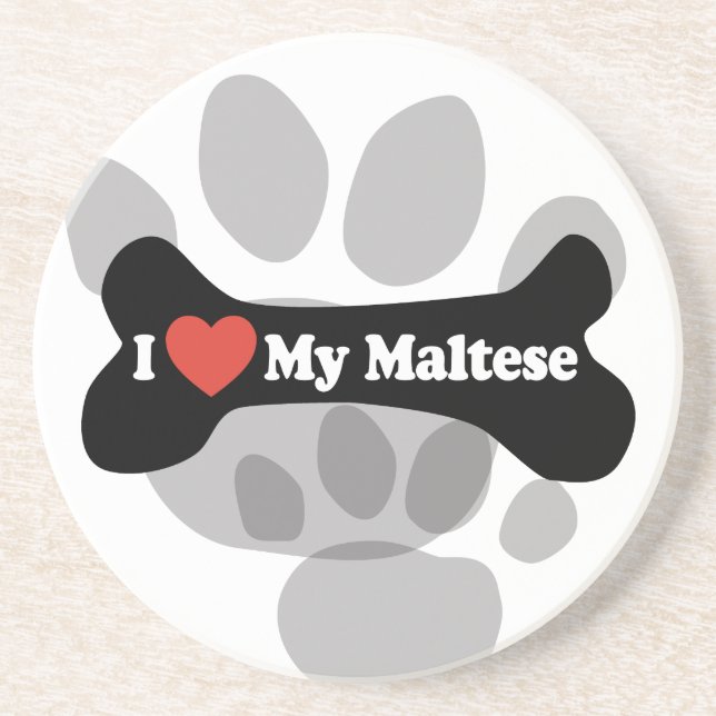 Posavasos Amo mi maltés - hueso de perro (Frente)