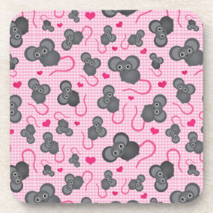 Posavasos Amo mi modelo del ratón en rosa