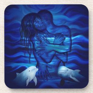 Posavasos Amor, acto de pasión - pareja con delfín