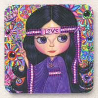 Amor Cabeza Hippie Chica Doll Purple Psicodelic