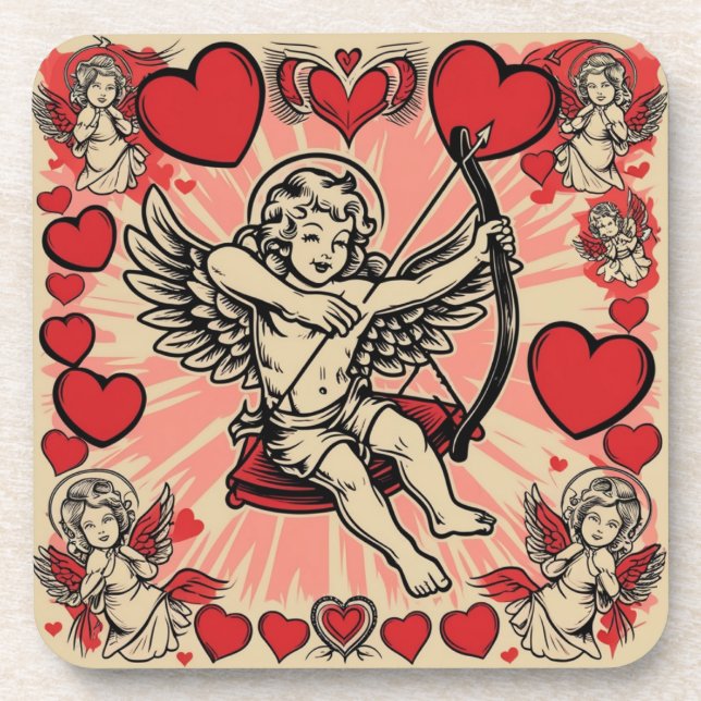 Posavasos amor cupido vintage (Frente)