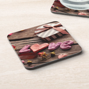 Posavasos Amor de la palabra con el regalo en forma de