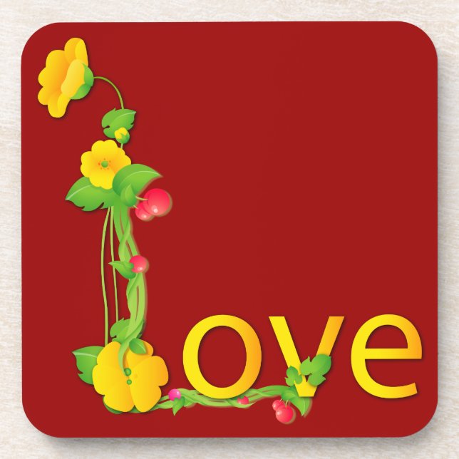 Posavasos Amor en las flores amarillas (Frente)