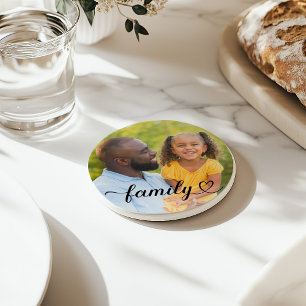 Posavasos Amor Familiar Escritura Negra Foto Personalizada