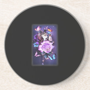 Posavasos Amor mágico Chihuahua Flor morada Rosa