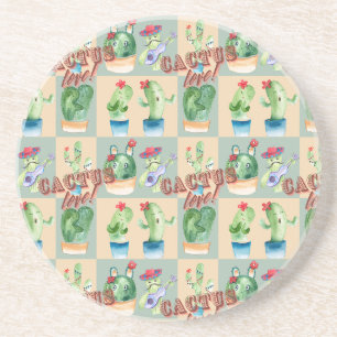 Posavasos amor por cactus - acuarela