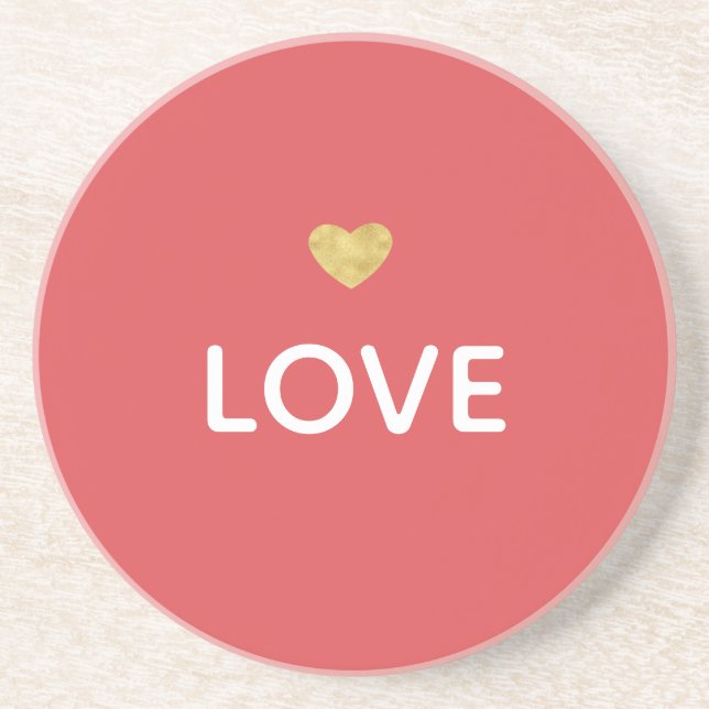 Posavasos Amor Rojo Corazón Dorado (Frente)