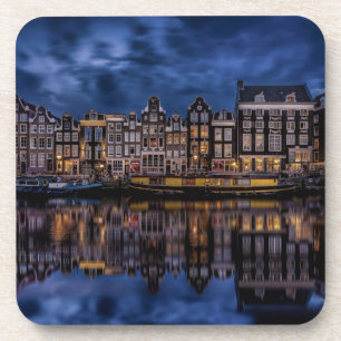 Posavasos Ámsterdam con canales en el atardecer
