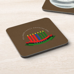 Posavasos Añadir nombre año Velas de Kwanzaa Plásticas duras