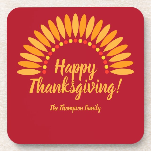 Posavasos Añadir nombre feliz día de acción de gracias amari (Frente)