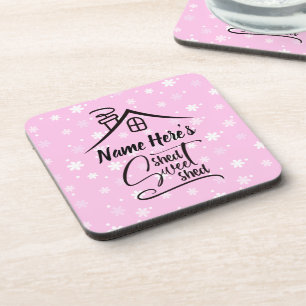 Posavasos Añadir nombre Shed Sweet Shed Pink White Floral