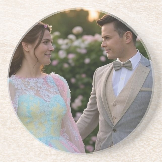 Posavasos Añadir Personalizar de fotografía Boda (Frente)