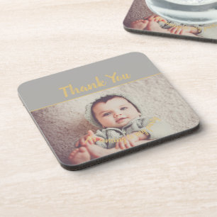Posavasos Añadir su propia foto cumpleaños Gracias