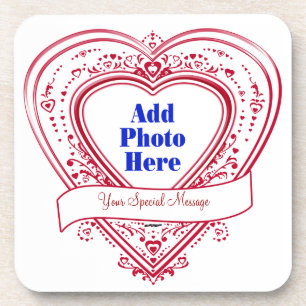 Posavasos Añadir Un Mensaje Especial Foto Corazón Rojo