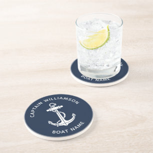 Posavasos Ancla de barco náutico azul marino capitán persona