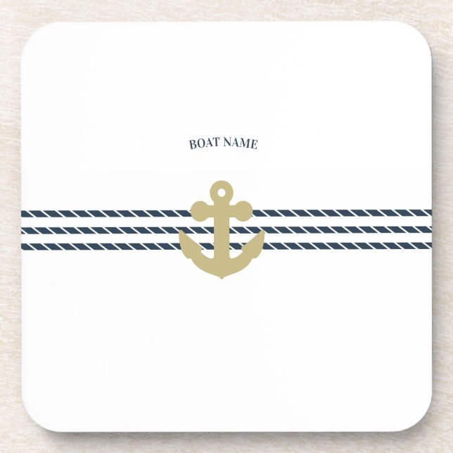 Posavasos Ancla de barco náutico, cuerda (Frente)