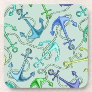 Posavasos Anclas de mar y modelo de la cuerda