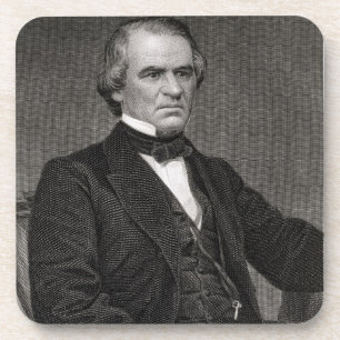 Posavasos Andrew Johnson, grabado de una fotografía por Tho