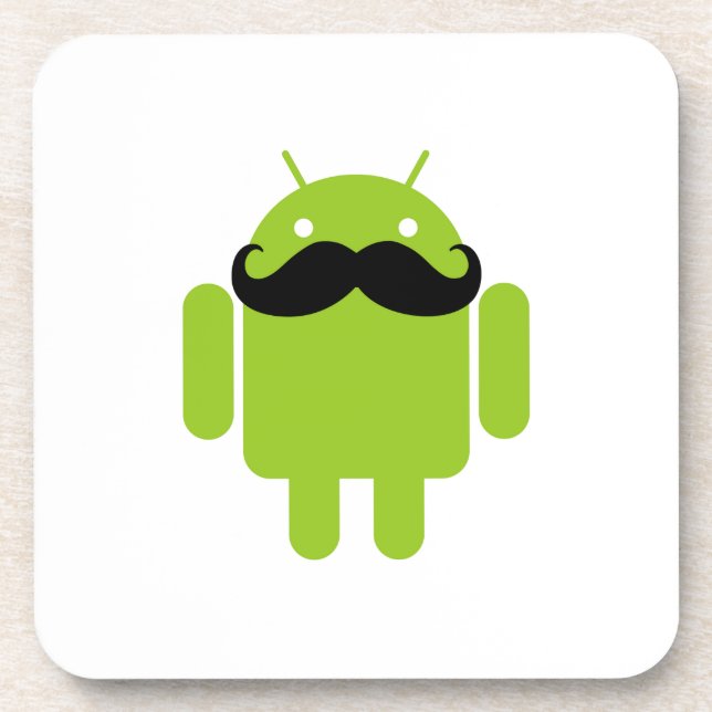 Posavasos Android Robot Black Mustache Graphic (Frente)
